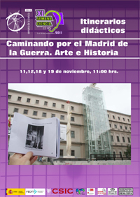Cartel caminando por el Madrid de la guerra